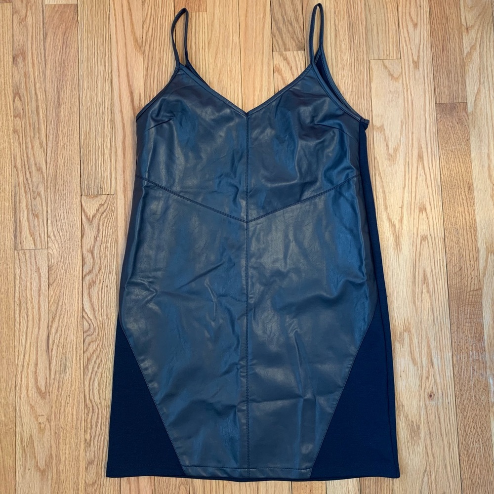 NWT - Very J Faux Leather / Knit Mini Dress sz S